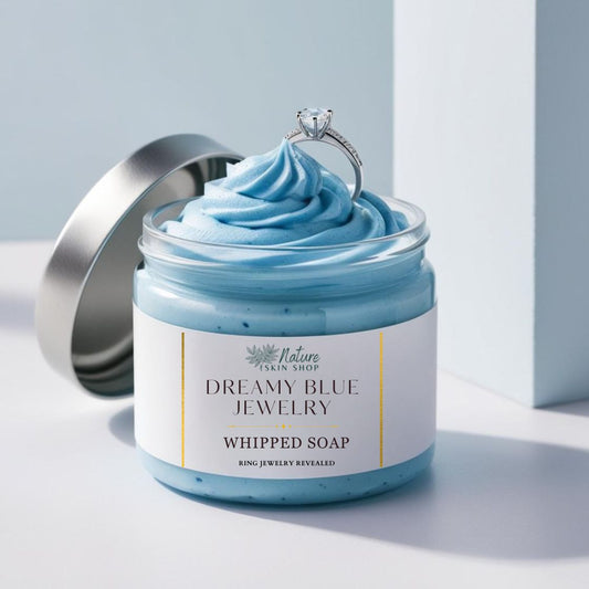 Dreamy Blue Jewelry Whipped Soap, RING REVEAL inside!